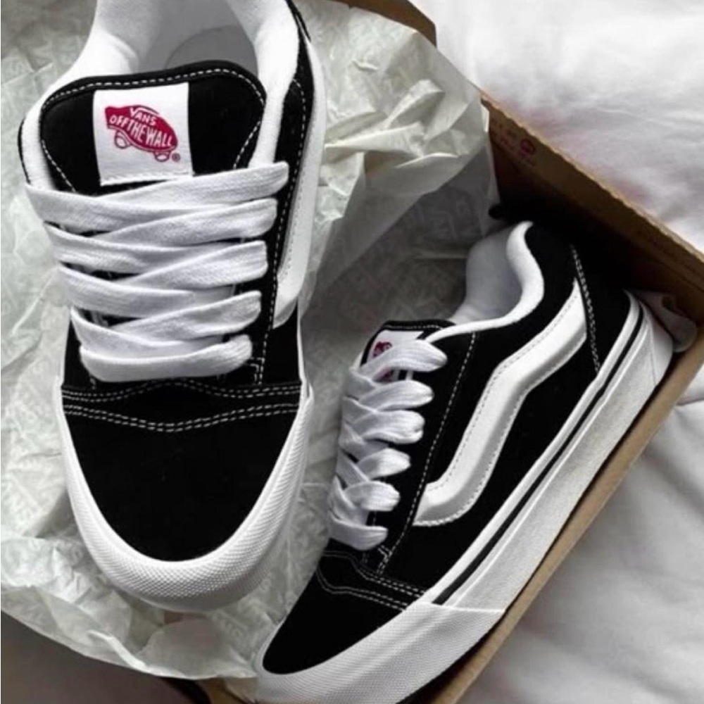 Vans Knu Skool Black and White Skate Shoes